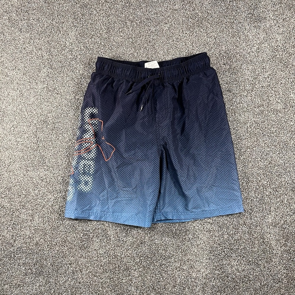 Under Armour Boys Large 14/16 Blue Graphic Athletic Shorts Drawstring